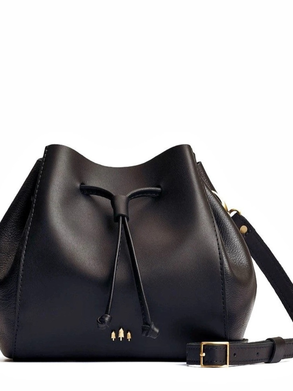Portland Leather Nest Bucket Crossbody Bag in Black